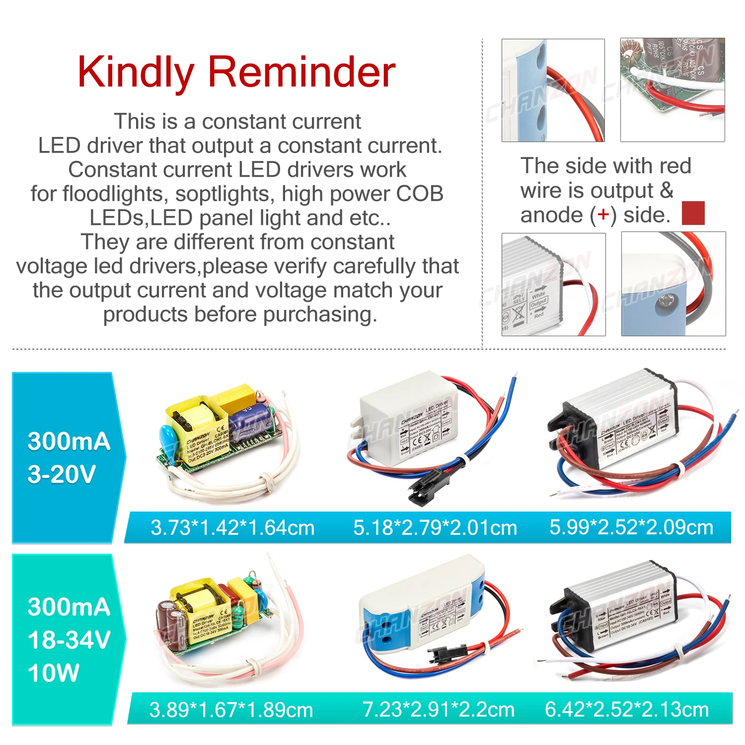 Chanzon Constant Current LED Driver 6W-50W AC to DC Power Supply for ...