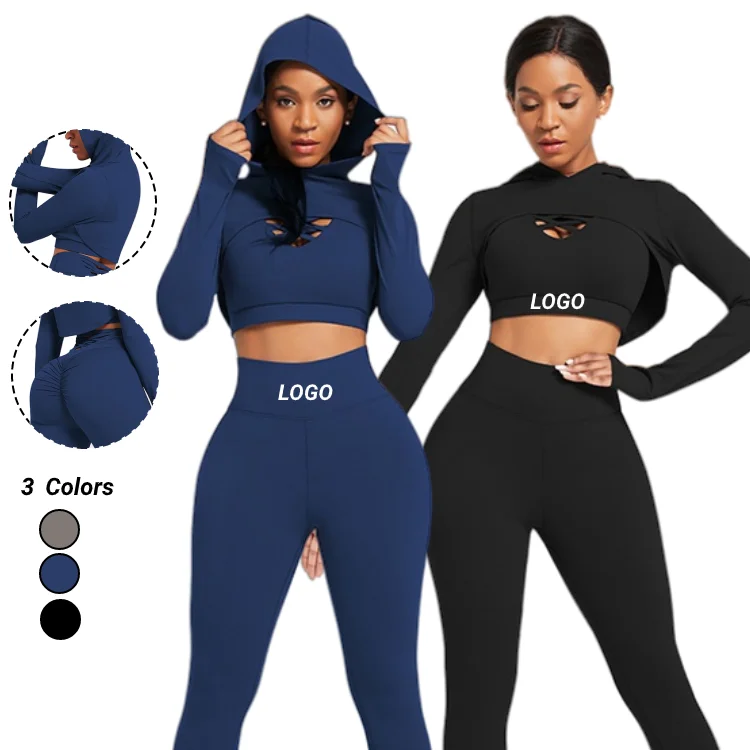 

OEM Women 3 Piece Yoga Sets Fitness Sports Bra Yoga Pants workout Gym Running Sport leggings Set, As show