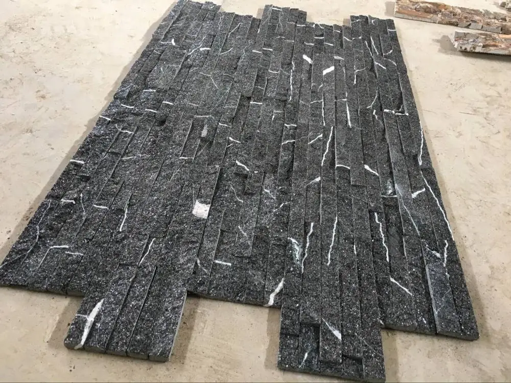 闪电黑色花岗岩石材墙面外墙自然