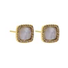 Wholesale Women Golden Plated CZ Pave Studs With Square Natural Single Stone Earring Bezel Earrings Stud
