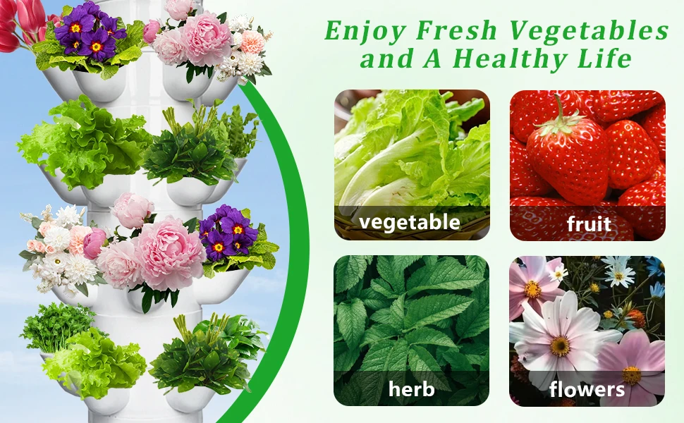 product hydroponic tower growing system drip irrigation pump automatic watering vertical design germination kit multifunctional light-3