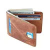 Leather Wallet Vintage Brown Mens Leather Wallet Slim Front Pocket Wallet Billfold