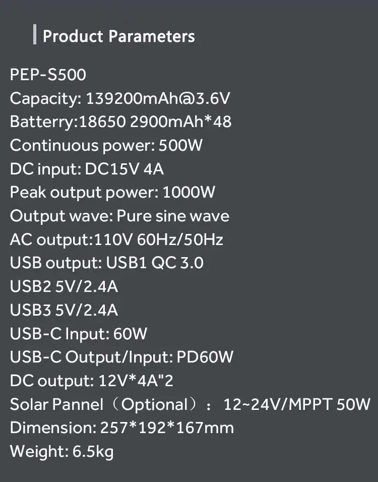 Home Application Built In Lithium Battery 500W Portable Solar Power Station For Travel Camping Emergency Electricity - ANKUX.COM