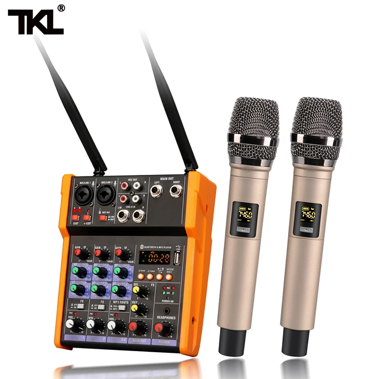 Tkl Bluetooth Audio Mixer 4 Channel With Uhf Wireless Microphone Mp3