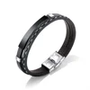 OEM Customized Logo Stainless Steel Poly Urethane Weaving Men Bracelet