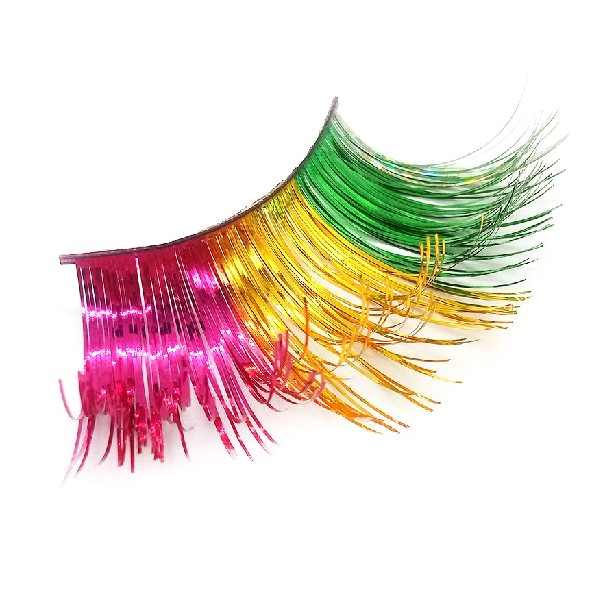 High quality glitter colored stage false eyelash custom exaggerated party eyelashes