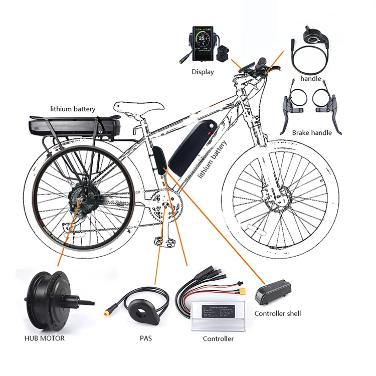 OBLLER 26 36/48V 250W/500W/800W/1000W Elektro-Fahrrad Kit Ebike Elektrofahrrad Umbausatz LCD Hinterrad