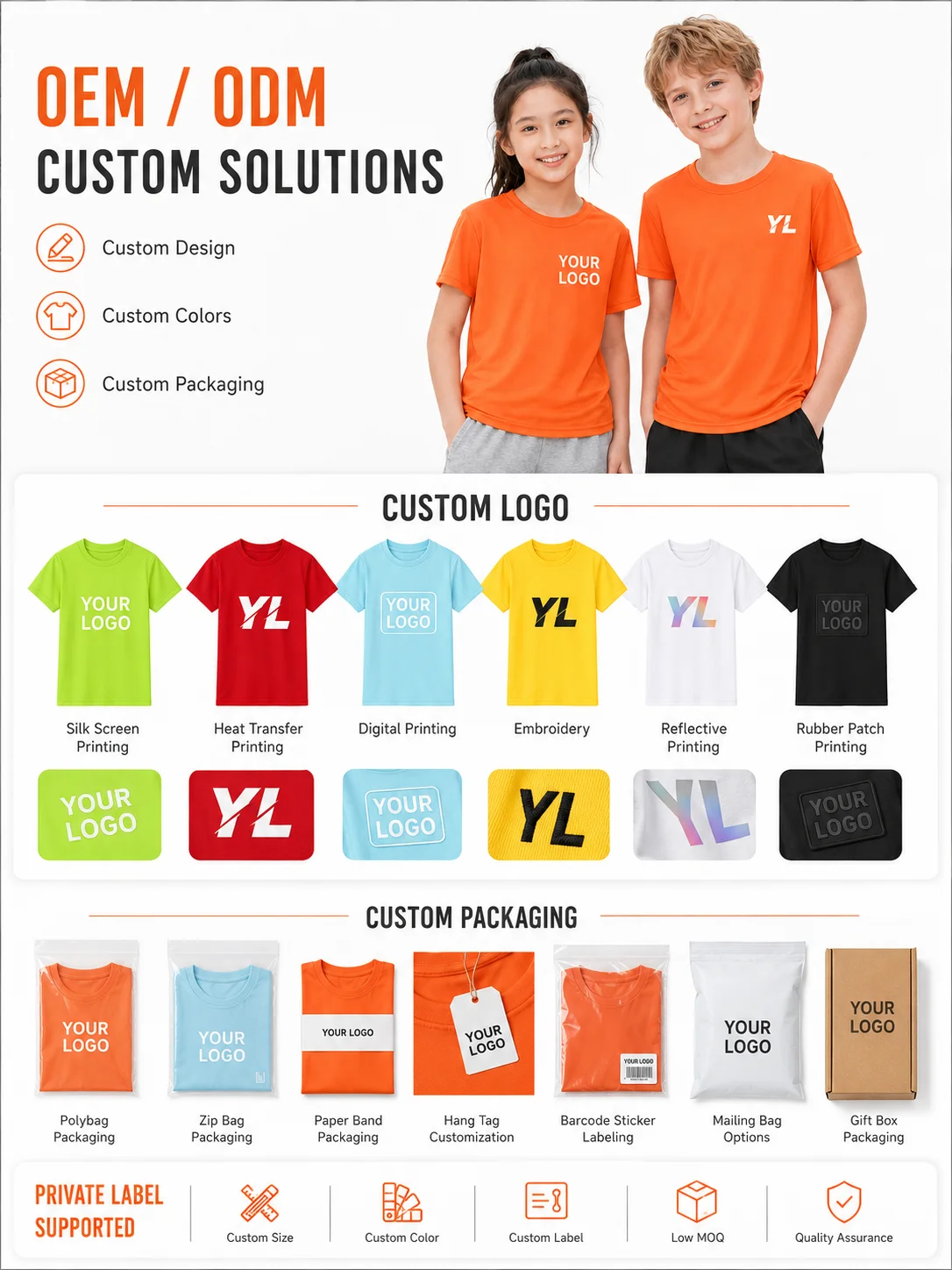 Kids Quick Dry T-Shirt Lightweight Breathable School Sports Outdoor Tee Custom Color OEM