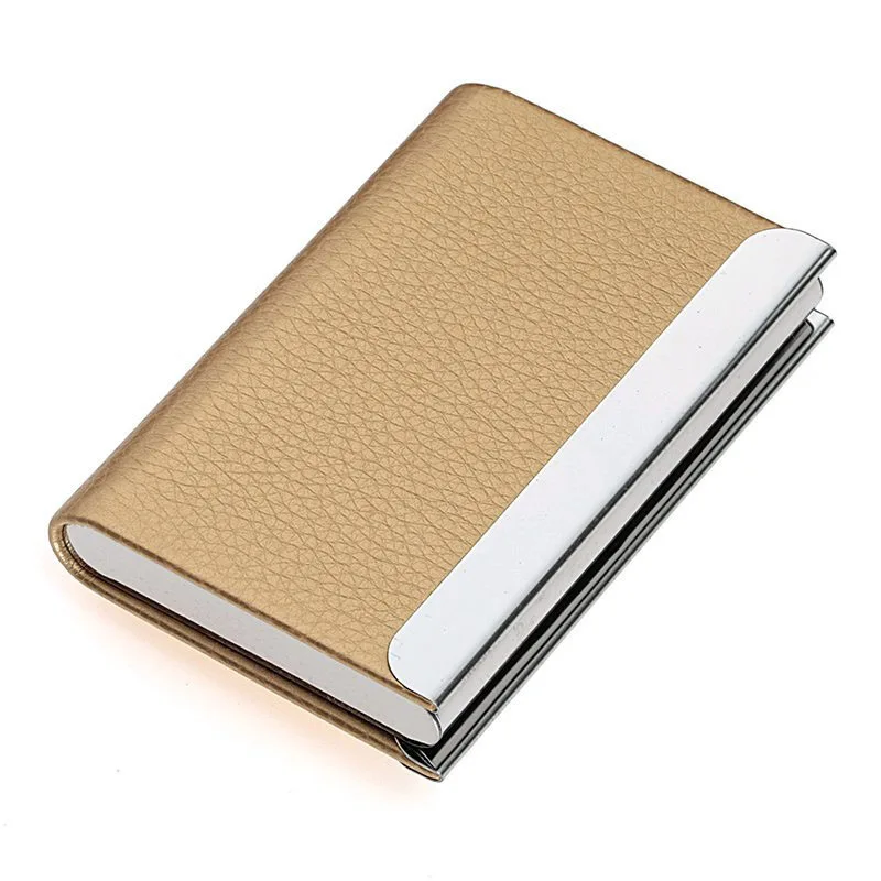 T-Azure  Business Card Case Luxury PU Leather & Stainless Steel Multi Card Case,Business Card Holder Wallet Credit Card ID Case/Holder for Men & Women. Business Card Holder 