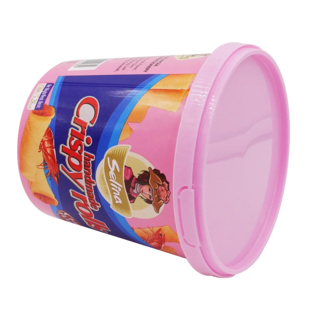Cheap Iml Logo Design Plastic Biscuit Box,Round Biscuit Container With