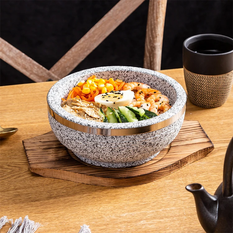 Wholesale Granite Stone Bowl Korean Sizzling Hot Stone Pot Dolsot Bowl