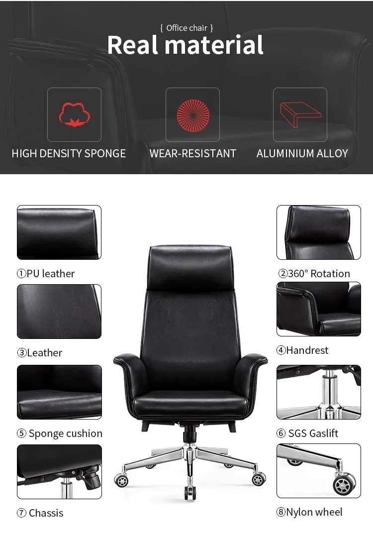 2020 Ergonomic Leather Office Chairs Executive 360 Degree Swivel High Chair