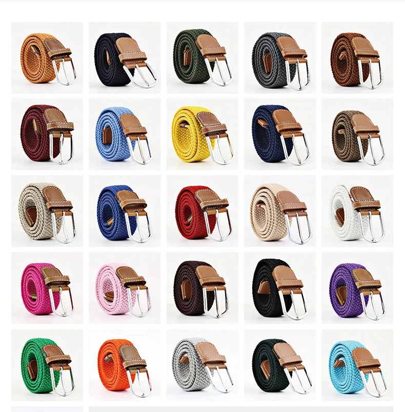 Wholesale Men Braided Fabric Elastic Woven Stretch Jeans Belts Ladies ...