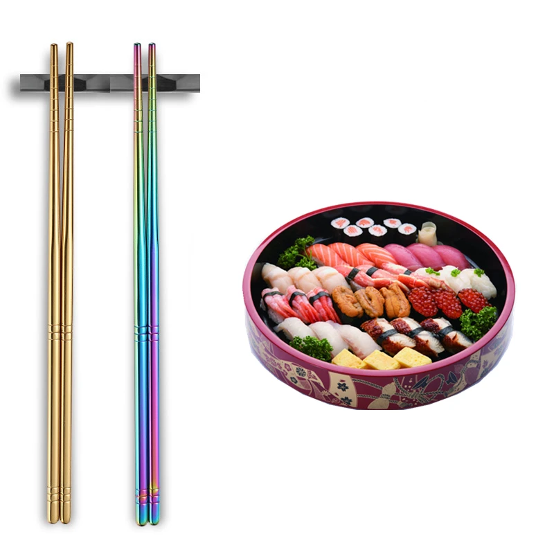 Titanium Gold 304 Chopsticks Stainless Steel Square Chopsticks Metal