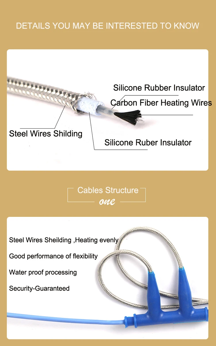 Home floor carbon fiber armored electric heating cable wire