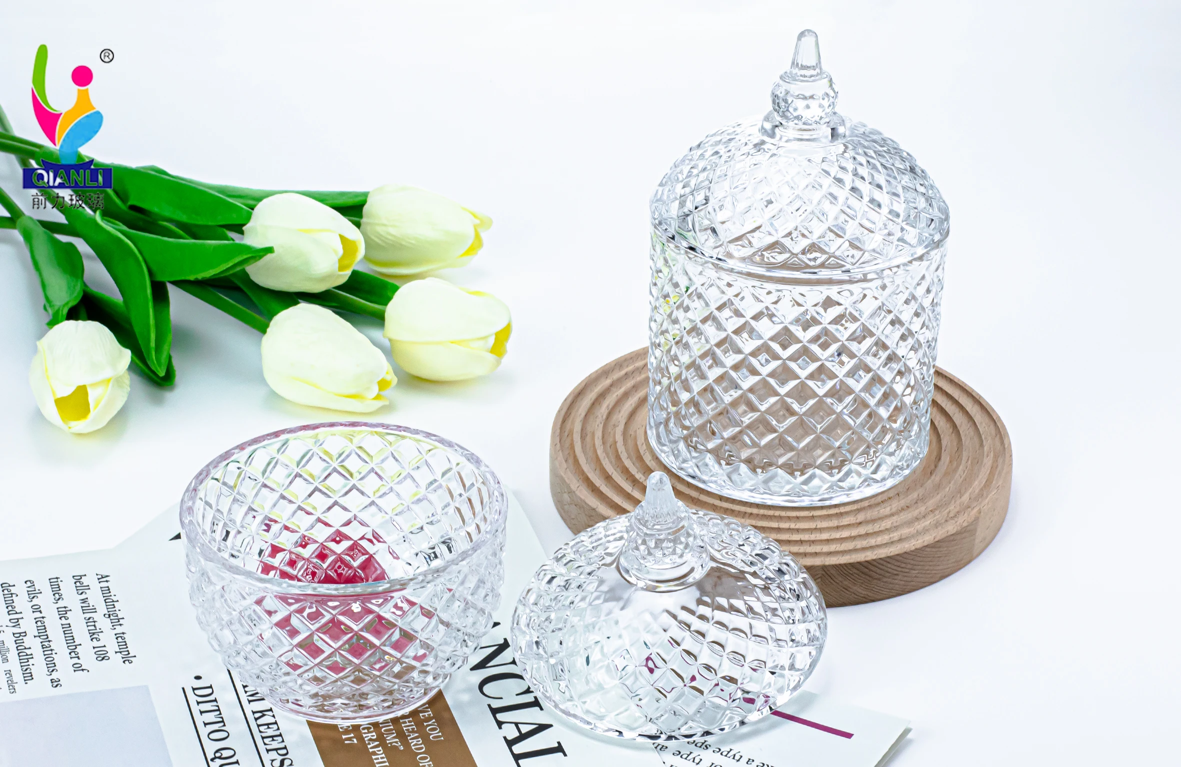 Wholesale Classic Yurt Design Sprayed Pink Color Glass Candy Jar With Lid For Nuts Sugar Storage