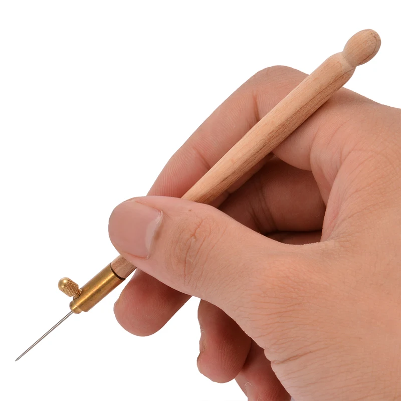 2019 Wooden Handle Tambour Crochet Hook with 3 Needles French Crochet Embroidery Beading Hoop Sewing Tool Set DIY Craft