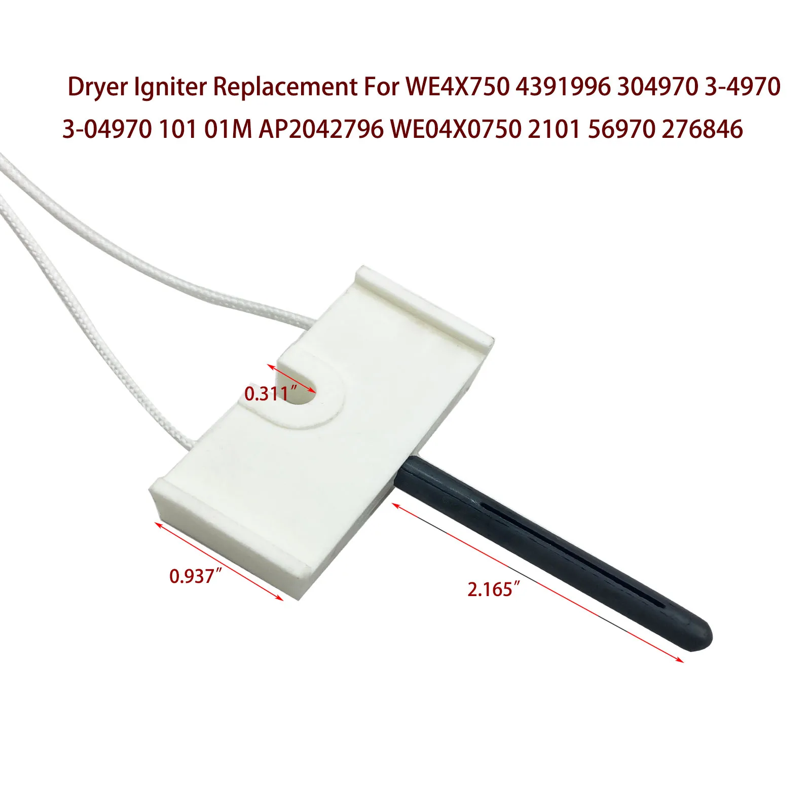 Mensi Replacement Of Whirlpool Gas Dryer 4391996 flat Igniter We4x750