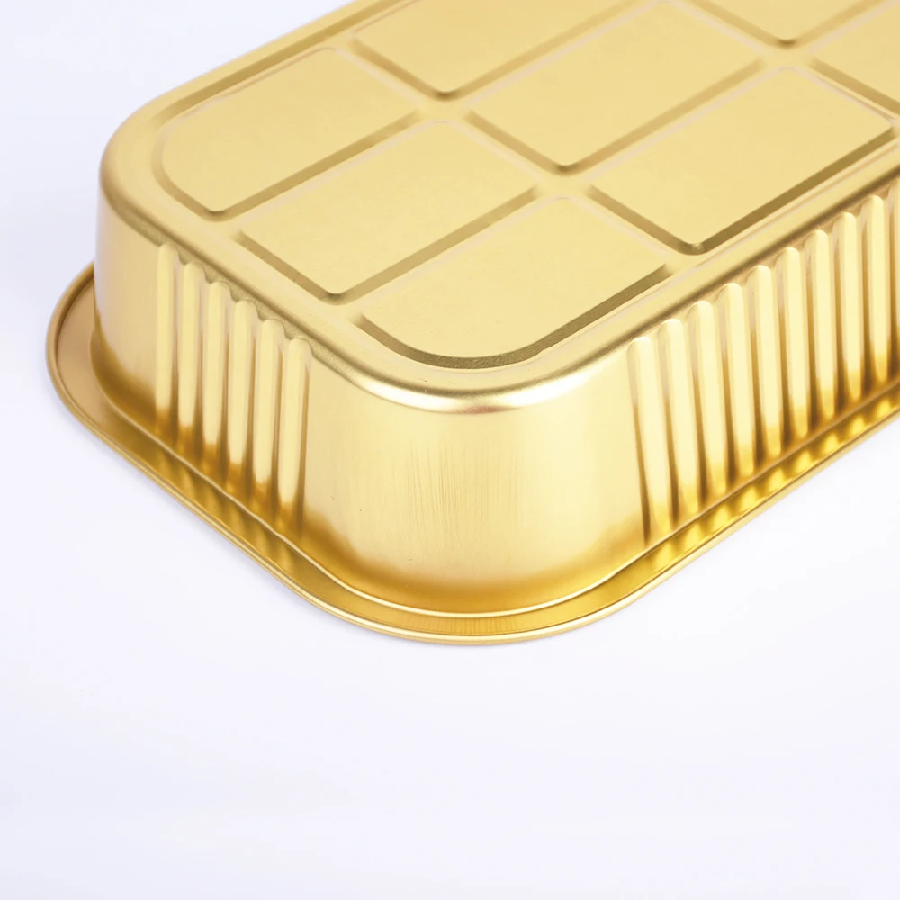 Disposable Aluminium Foil Box House Use Food Container Gold Frying Pan