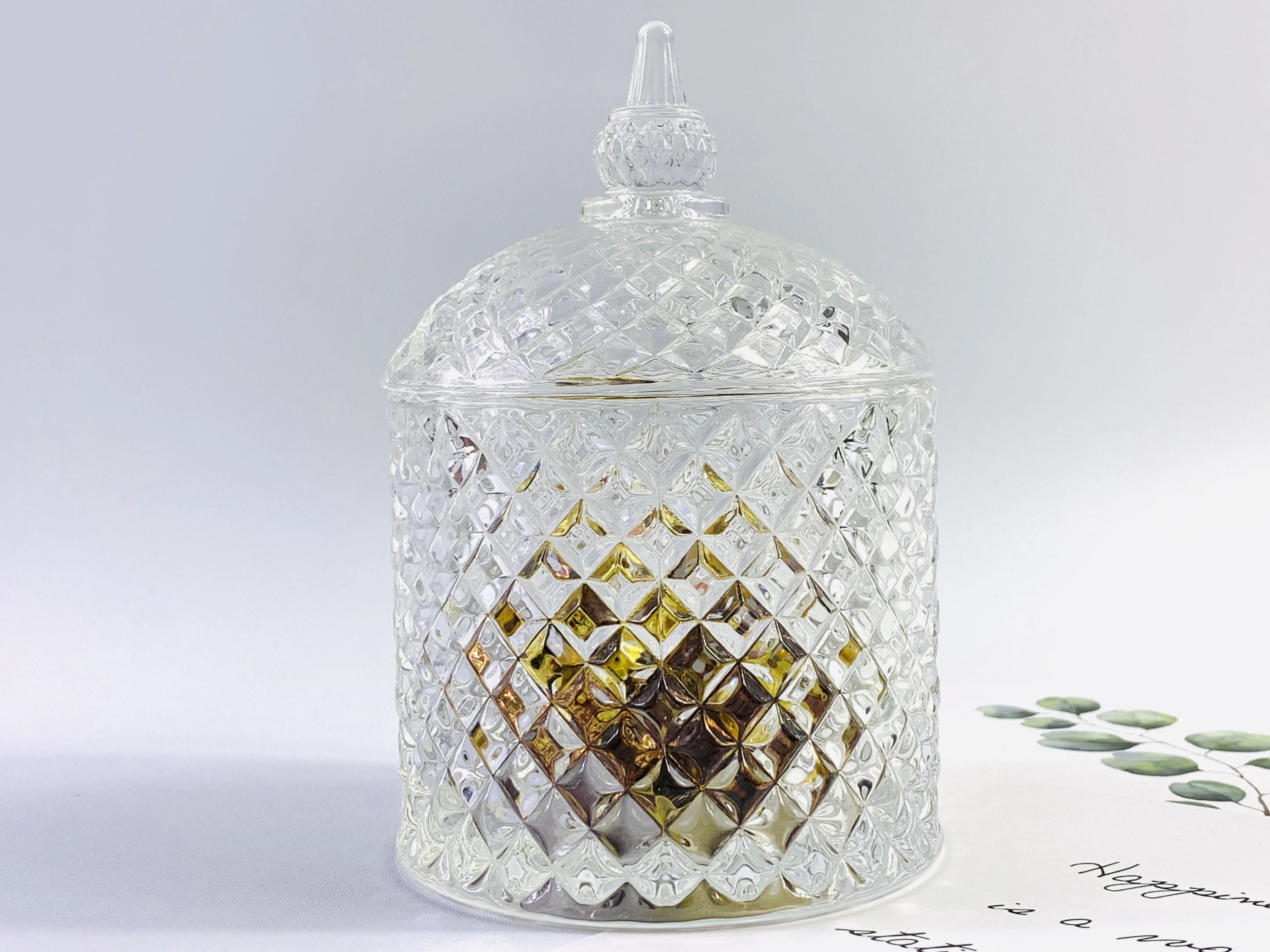 Cheap Hot Sale Unique Shape Handmade Glass Footed Candy Jar With Lid