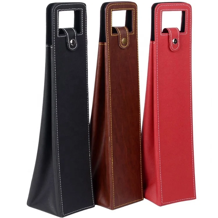Pu Leather Wine Bottle Carrier Gift Bottle Holder Bag Buy Bottle Bag