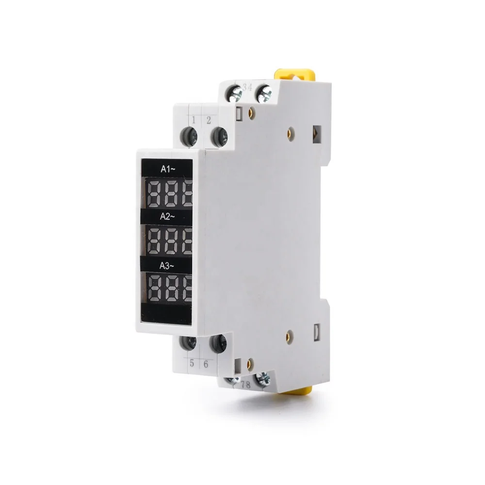 Din Rail Mount Three Phase Ampere Meter Ac 80-500v 100a Mini Modular ...