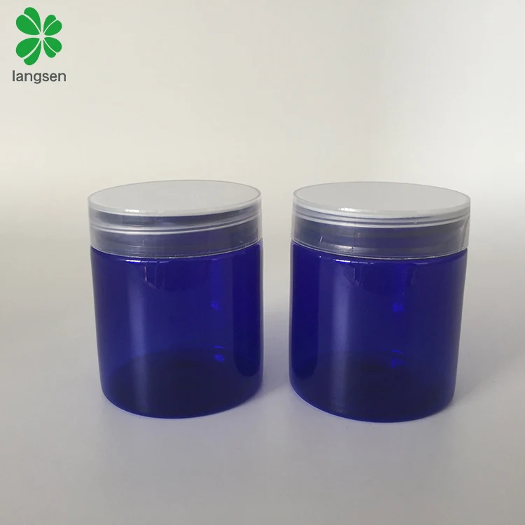 80ml PET blue color cosmetic jar with plastic screw cap