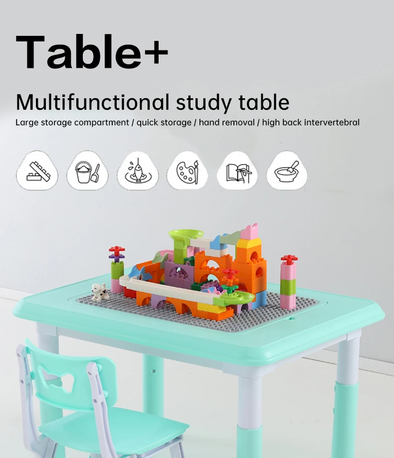 Children's building block table studay table and play fun toy table and chair