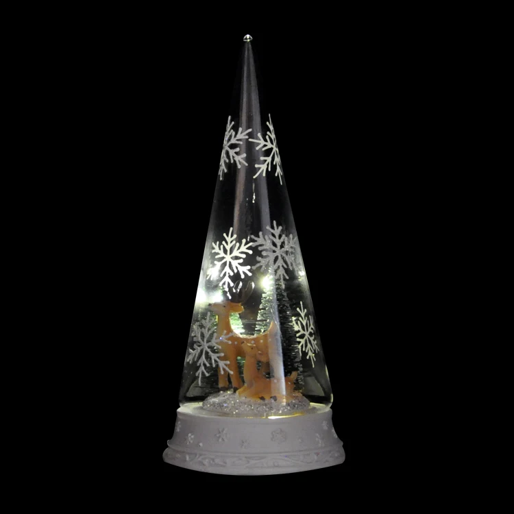 mouth blown glass dome bell jar cloche with Reindeer and Christmas tree