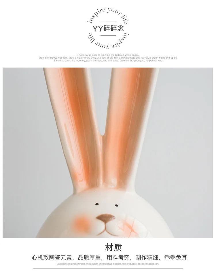 Dropship Custom Home Decoration Accessories Living Room Colored Ceramic Rabbit Figurine