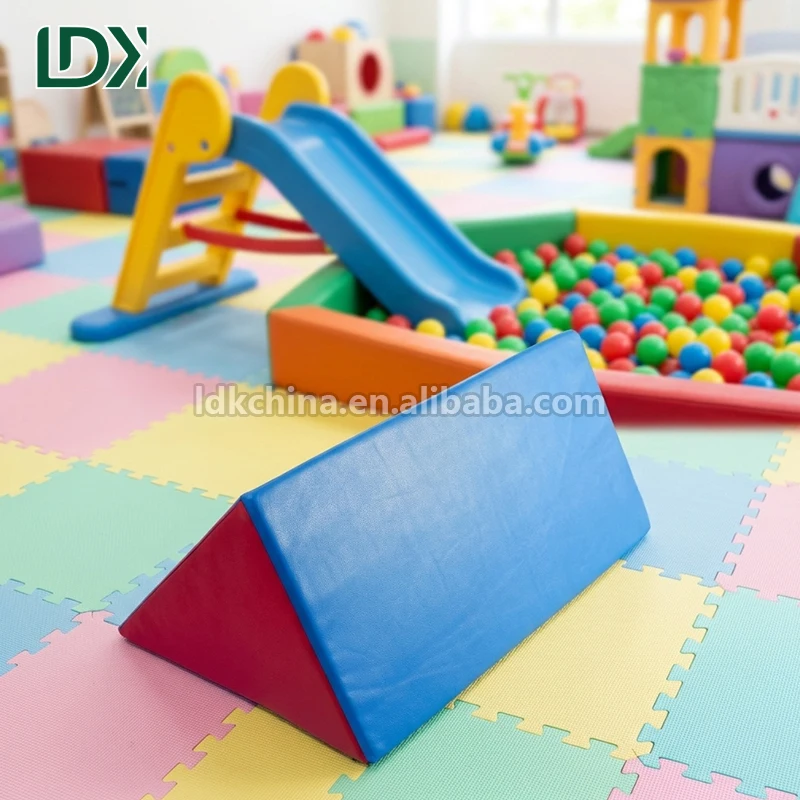 LDK Kids Gymnastics Equipment Soft Safety Incline Play Mat PVC Covered Wedge Foam Module