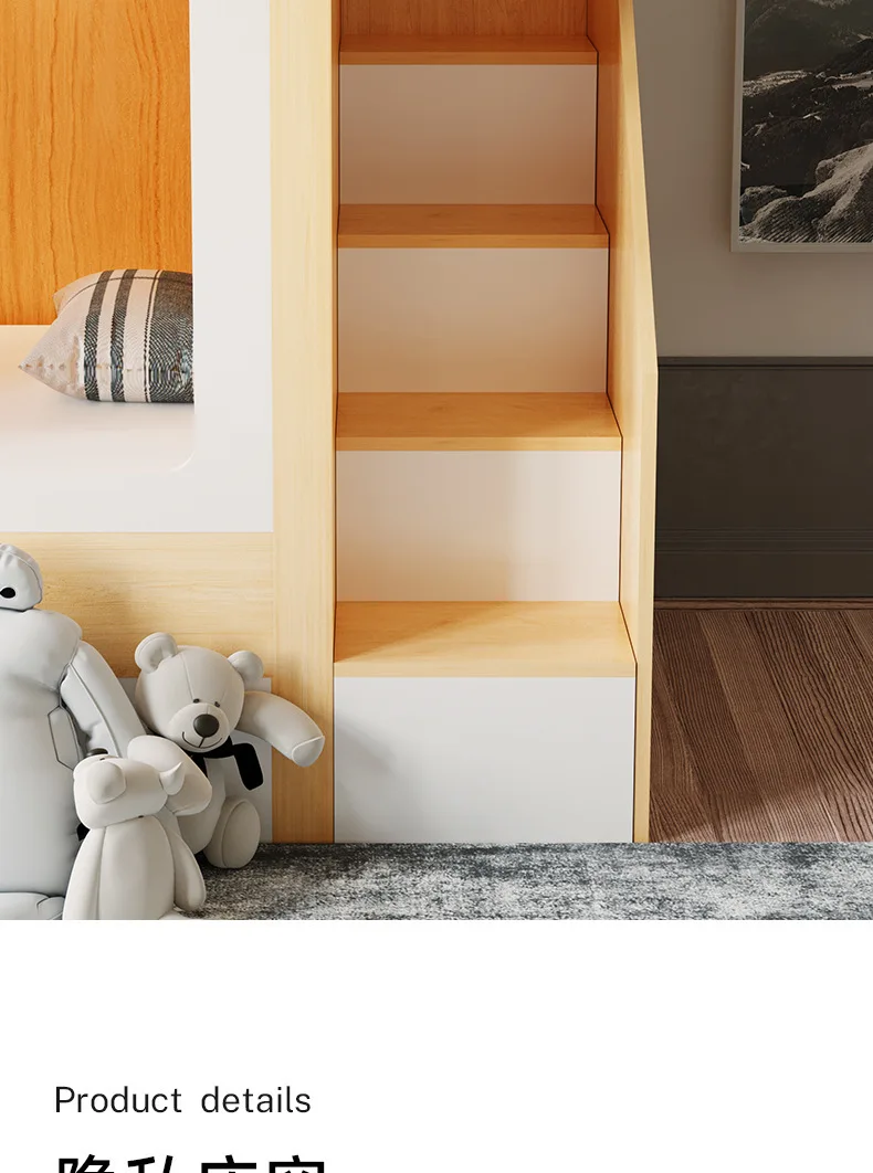 product custom metal material solid wood space capsule bunk bed kids and students apartment dormitory bunk bed with slide-15