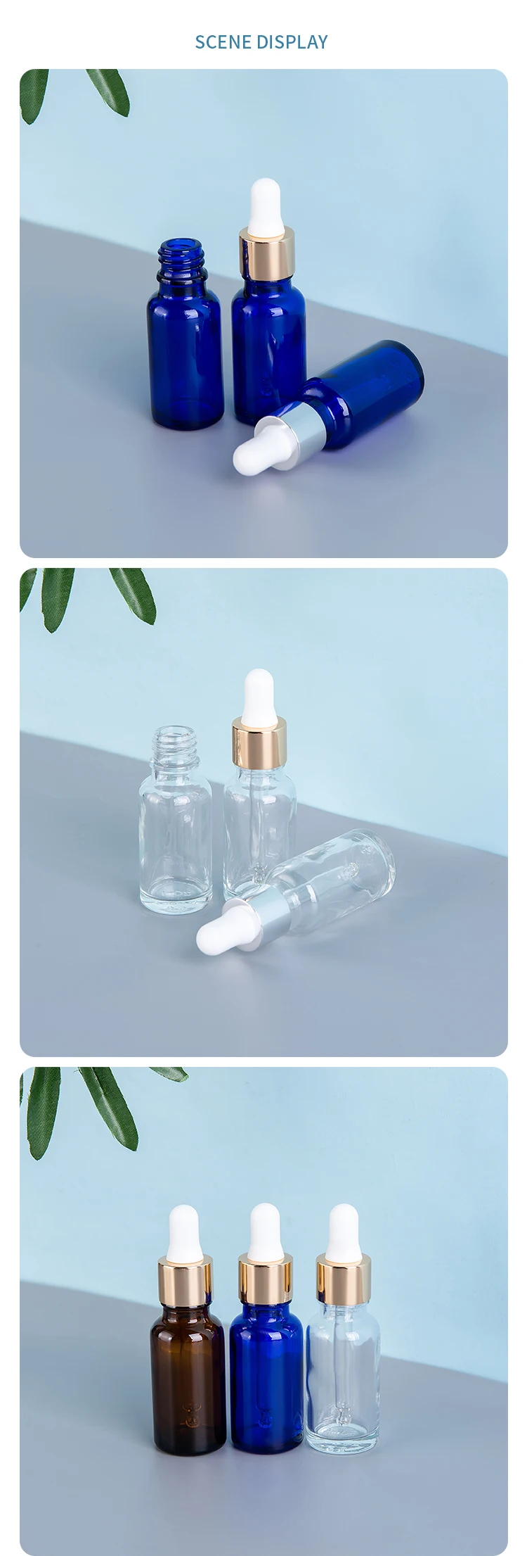 glass empty bottle for essential oil