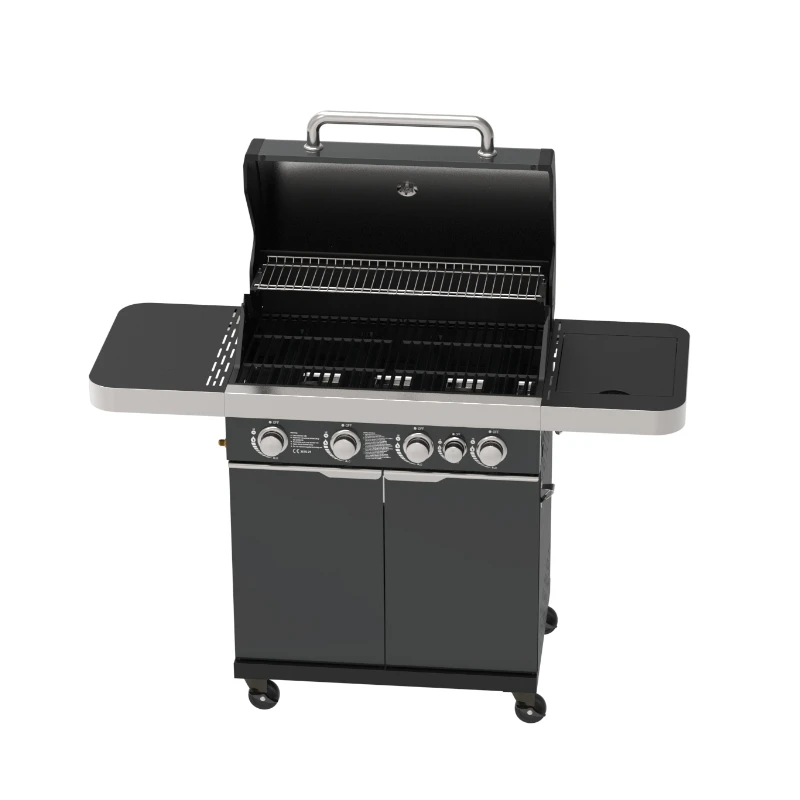 Outdoor Gas Barbeque Grill 4 Burner+1 Side Burner Gas Grill With Flame ...