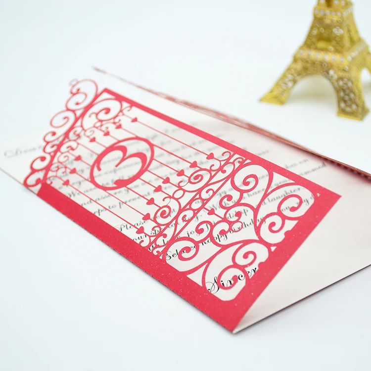 Navy blue personalized wedding invitations laser cut card