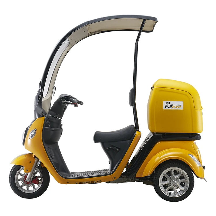
2020 windscreen 3 wheel electric mobility scooter enclosed tricycle three wheel scooter with food delivery box 