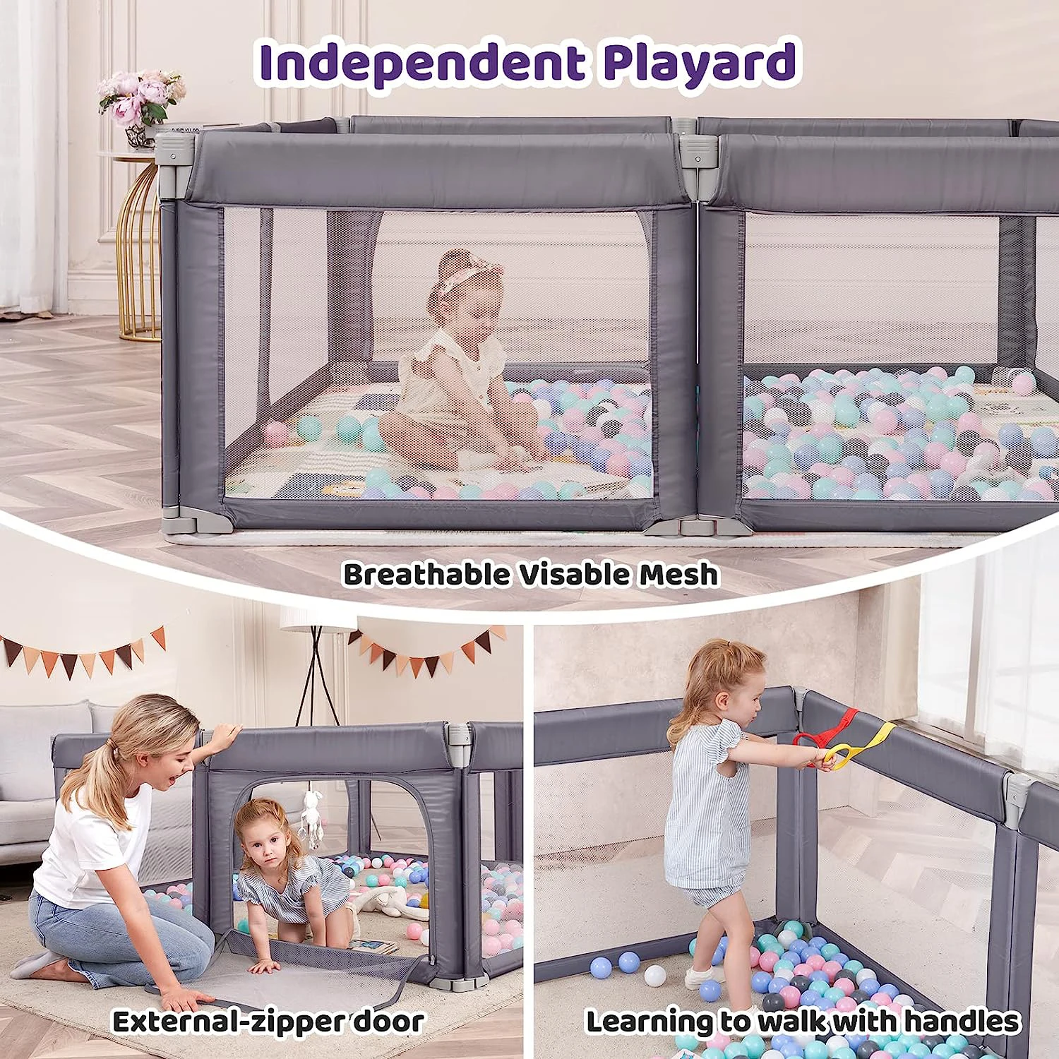 Indoor Baby Folding Fence Play Ground Safety Fence Removable Baby Fence
