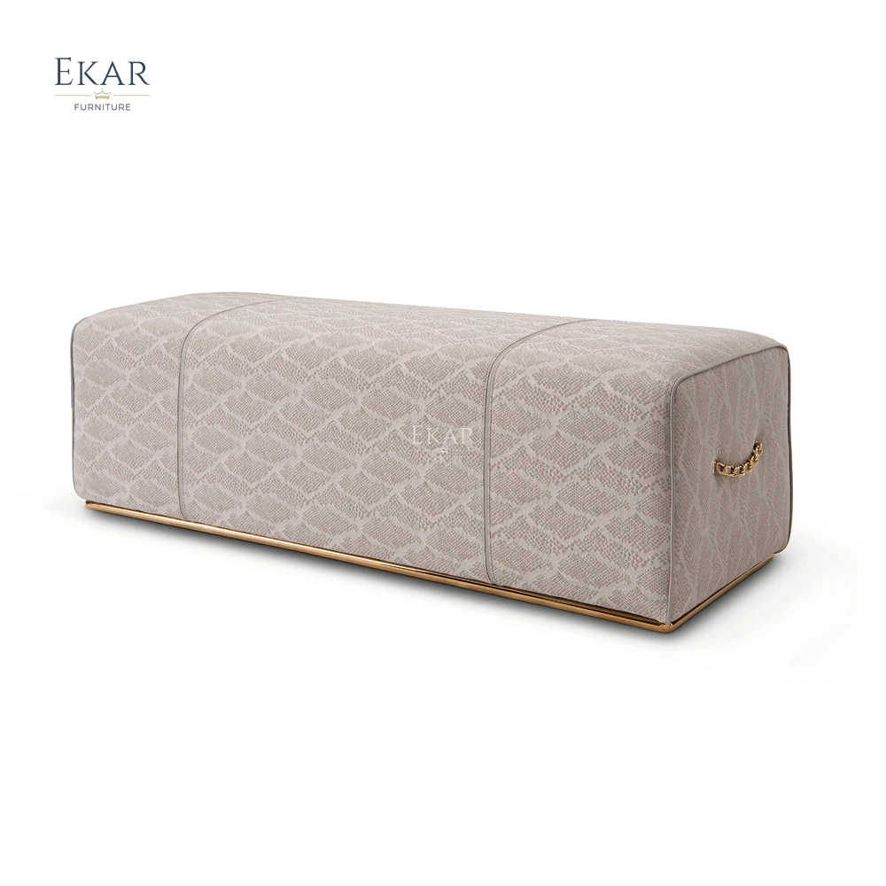 product ekar furniture modern bedroom furniture soft bench light luxury design bed stool-65