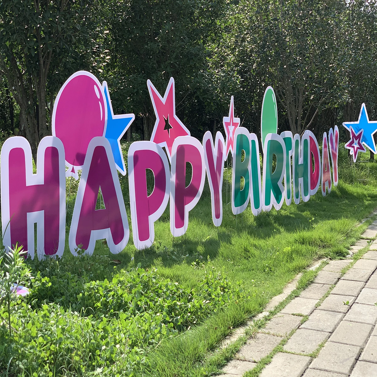 Outdoor Coroplast Happy Birthday Custom Letter Decorative Yard Signs 