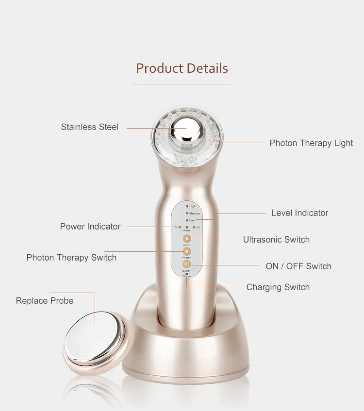 Home Use Rechargeable Photon Ultrasonic Skin Care Beauty Device Ff1388c ...