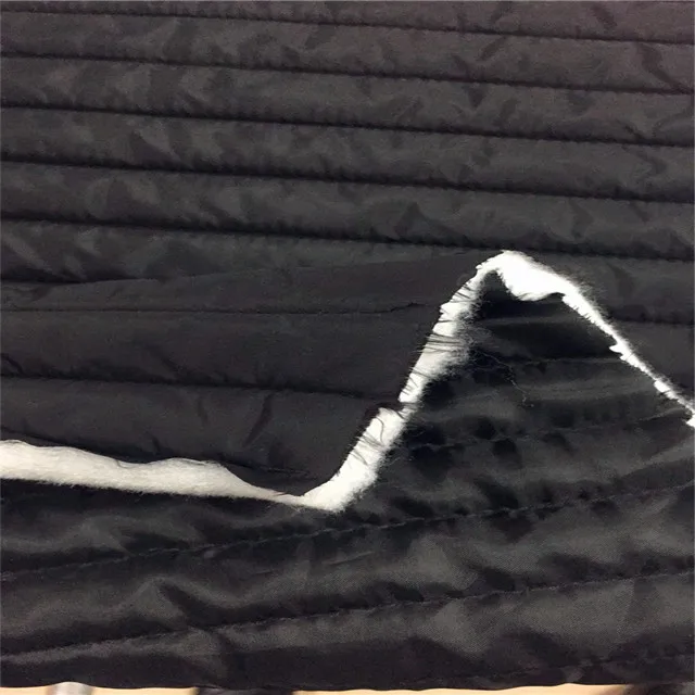 Double Faced Quilted Nylon Taffeta And Poly Taffeta 2.5cm Black