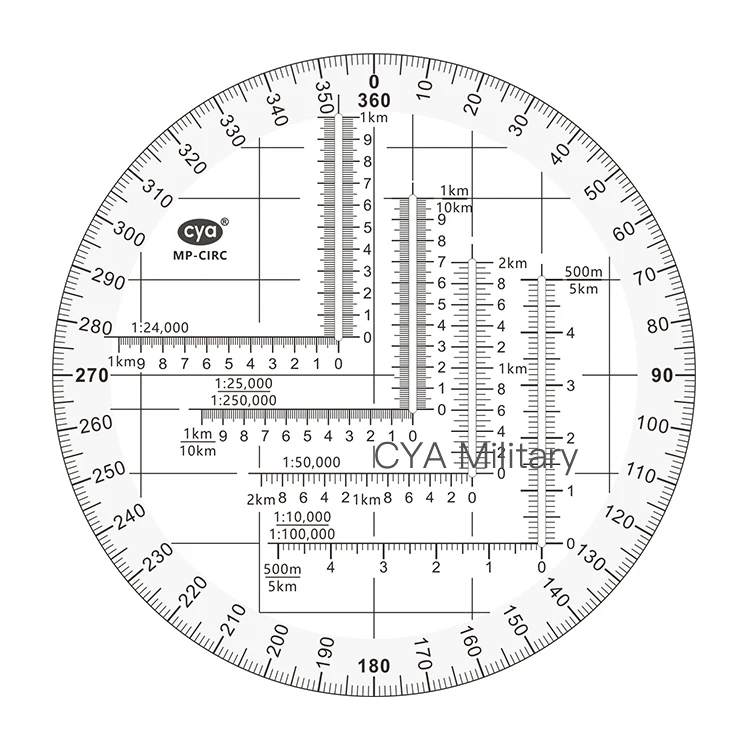 military style mgrsutm coordinate grid reader protractor