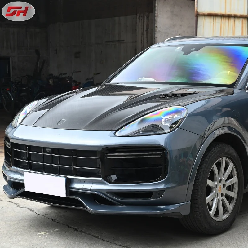 Dry carbon fiber TKT -style hood boonet engine cover for 2018-up Cayenne 9Y0 E3