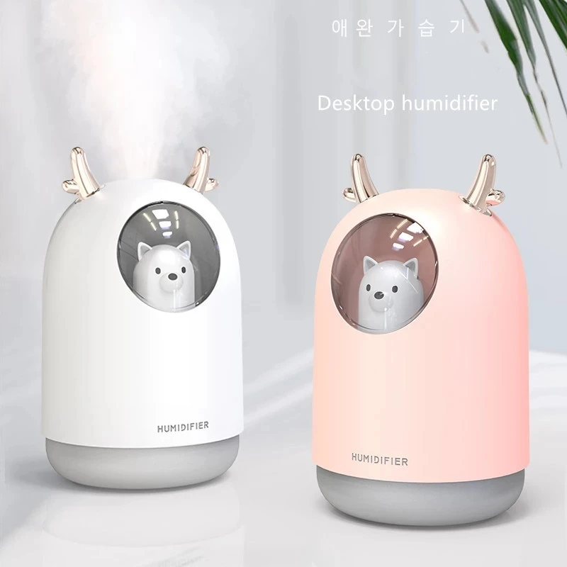 
300ml Personal Cute Deer Ultrasonic Humidifier Mengchong USB Mini Cool Mist Air Humidifier with colorful LED light 