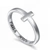 Cross Ring Faith Hope Love 925 Sterling Silver Sideways Cross Ring