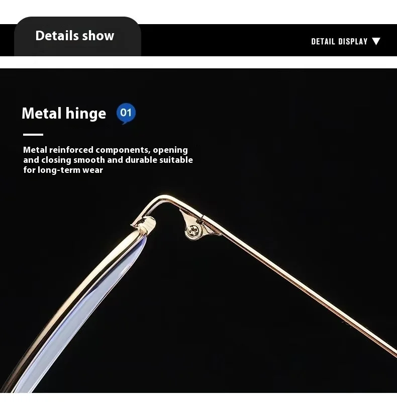 Ultra-light Metal HD Presbyopia Foldable Men Women Reading Glasses Anti Blue Light Glasses for Men Power Adjustment