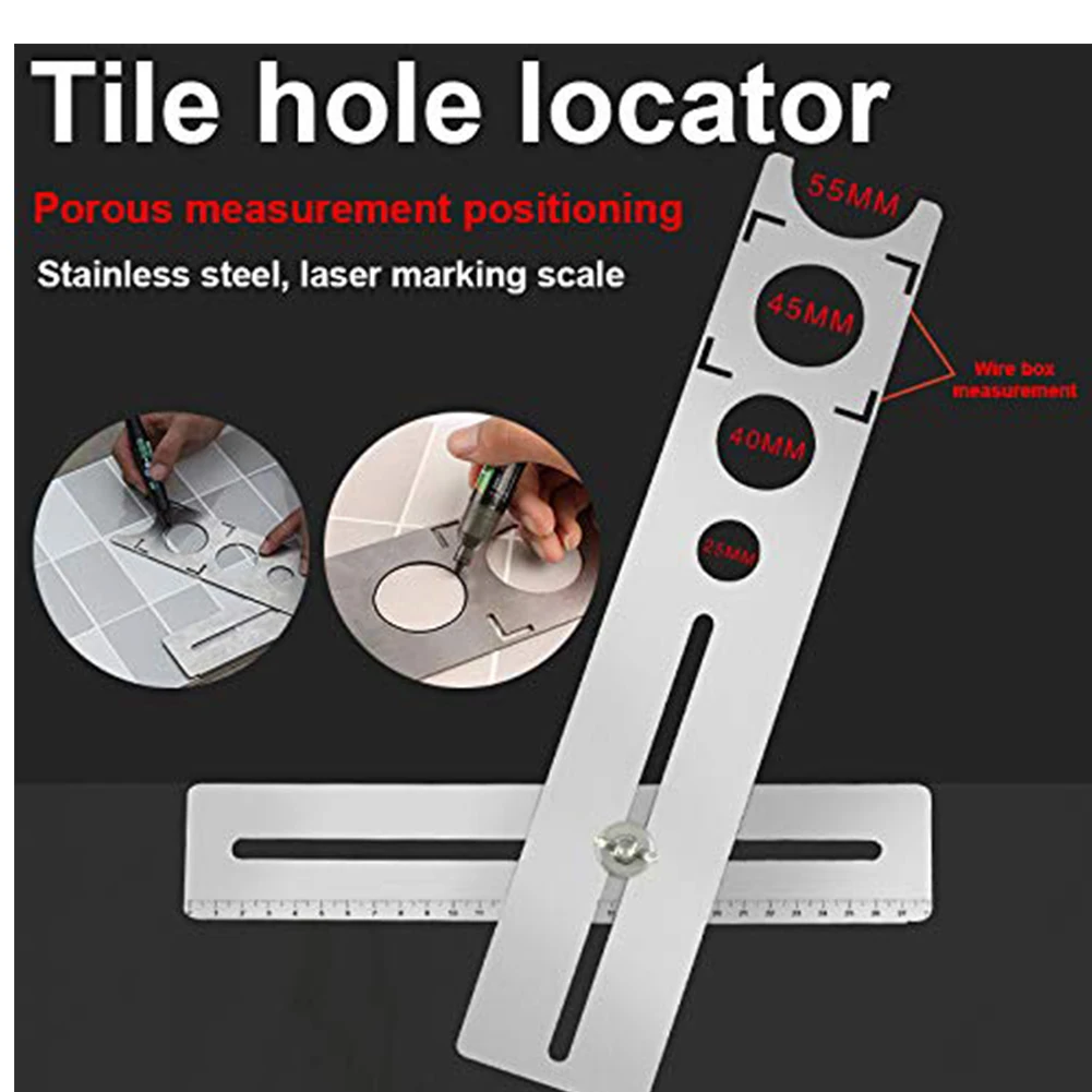 Stainless Steel Universal Adjustable Hole Locator Tool Rustproof Marble