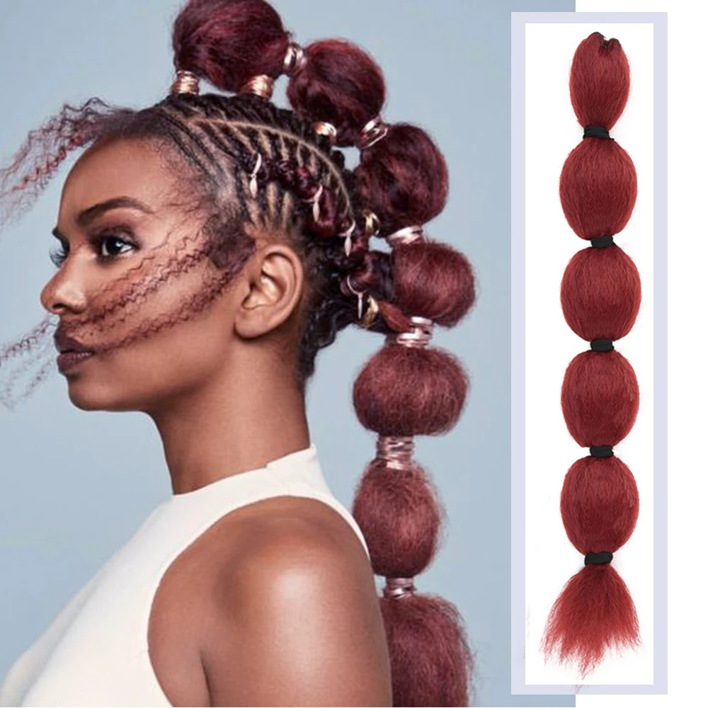 Different Color Lantern Bubble Fishtail Braids Ponytail For Women