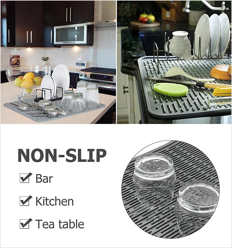 Silicone Dish Drying Matlarge Dish Drainer Matsink Mat For Kitchen