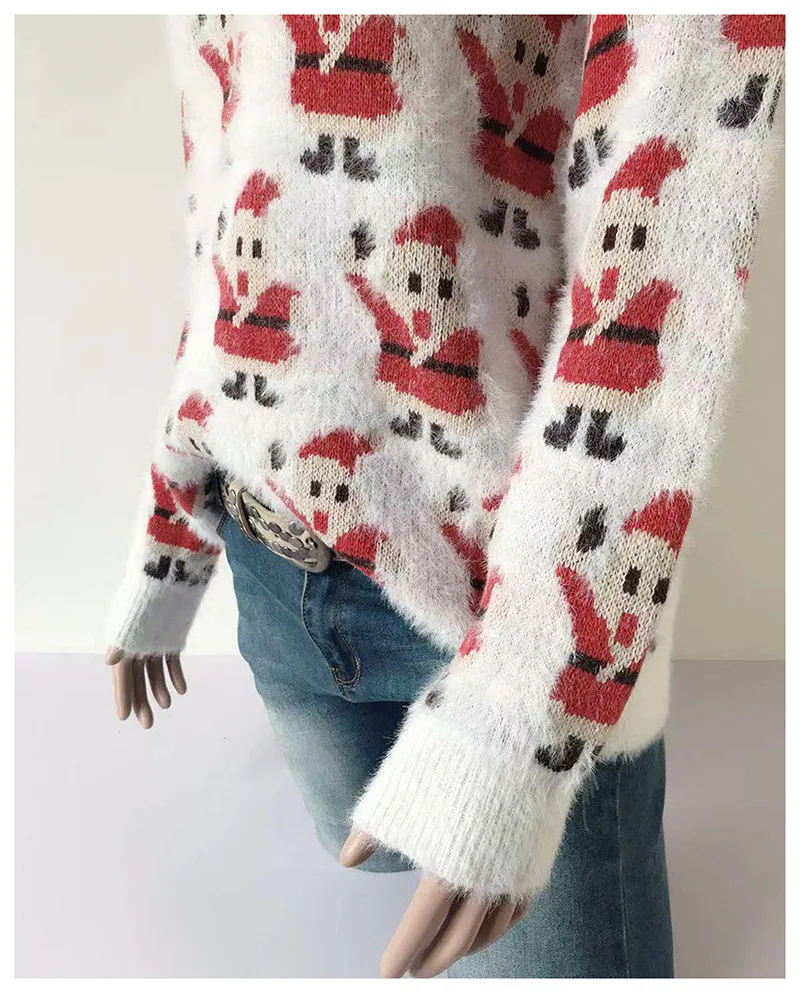 Ecoparty Sweater women 2019 Round neck long sleeve pullover autumn and winter Christmas Santa Claus print Pullovers hot vestidos